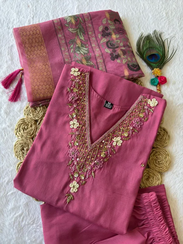 Pink_Cotton_Embroidered_Kurta_Set_With_Printed_Dupatta_For_Woman