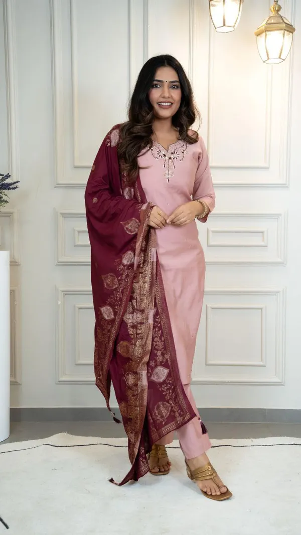 Pink_And_Maroon_Roman_Silk_Embroidered_Salwar_Suit_Set_With_Banarasi_Dupatta_For_Woman