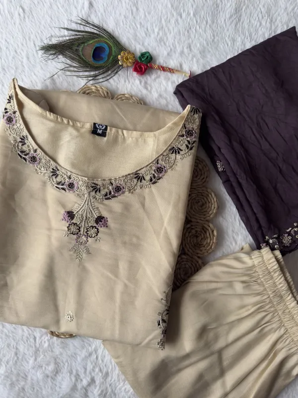 Beige_And_Black_Roman_Silk_Embroidered_Ethnic_Suit_Set_With_Dupatta_For_Woman