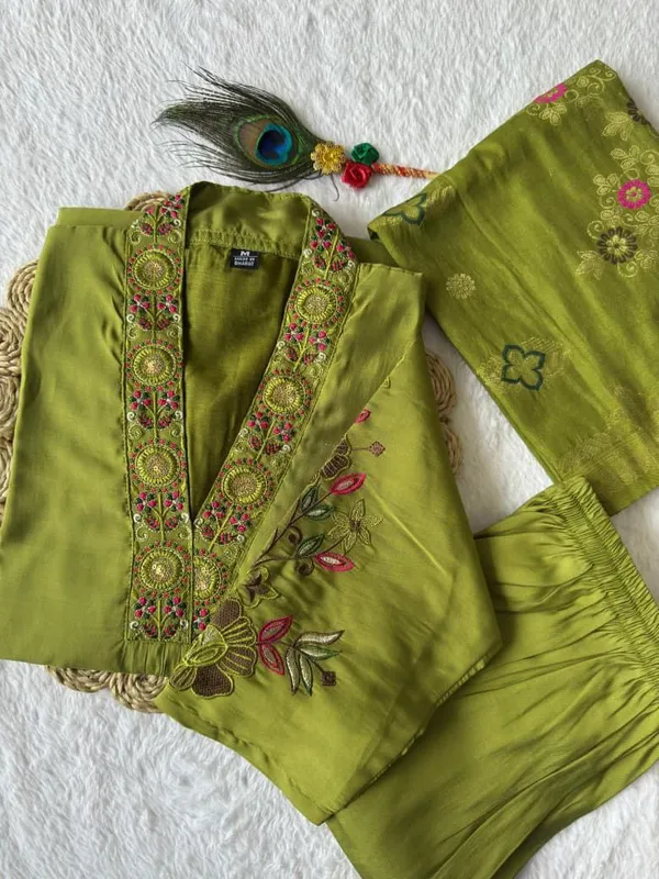 Olive_Green_Roman_Silk_Embroidered_Salwar_Suit_Set_With_Dupatta_For_Woman