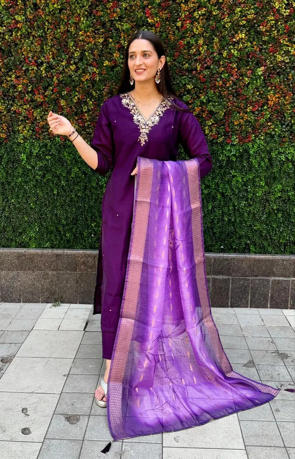 Purple_Cotton_Embroidered_Salwar_Suit_Set_With_Banarasi_Dupatta_For_Woman