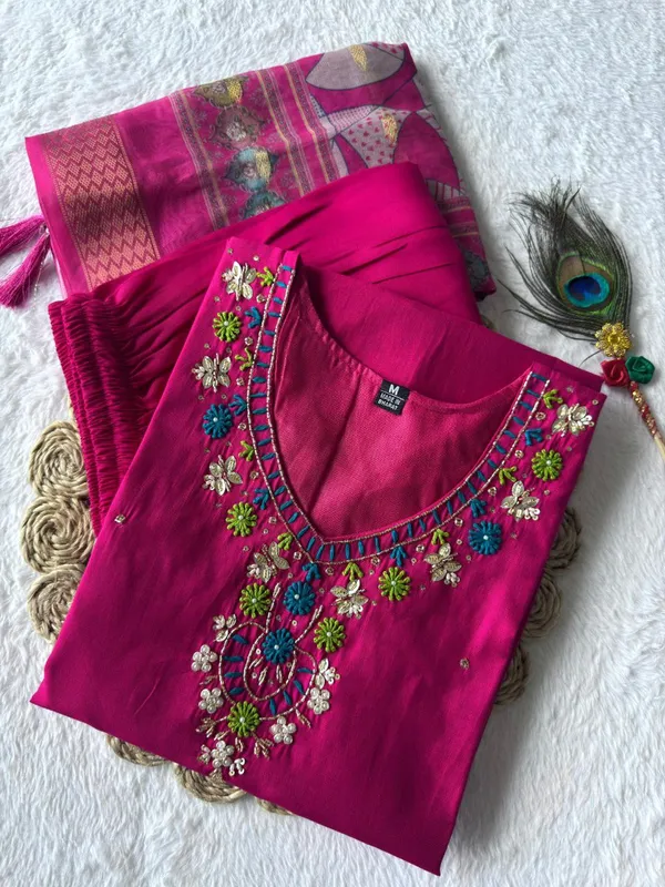 Pink_Roman_Silk_Embroidered_Salwar_Suit_Set_With_Banarasi_Dupatta_For_Woman