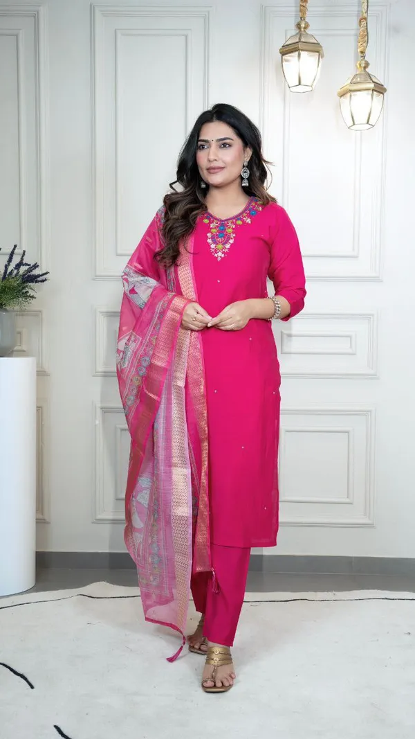 Pink_Roman_Silk_Embroidered_Salwar_Suit_Set_With_Banarasi_Dupatta_For_Woman