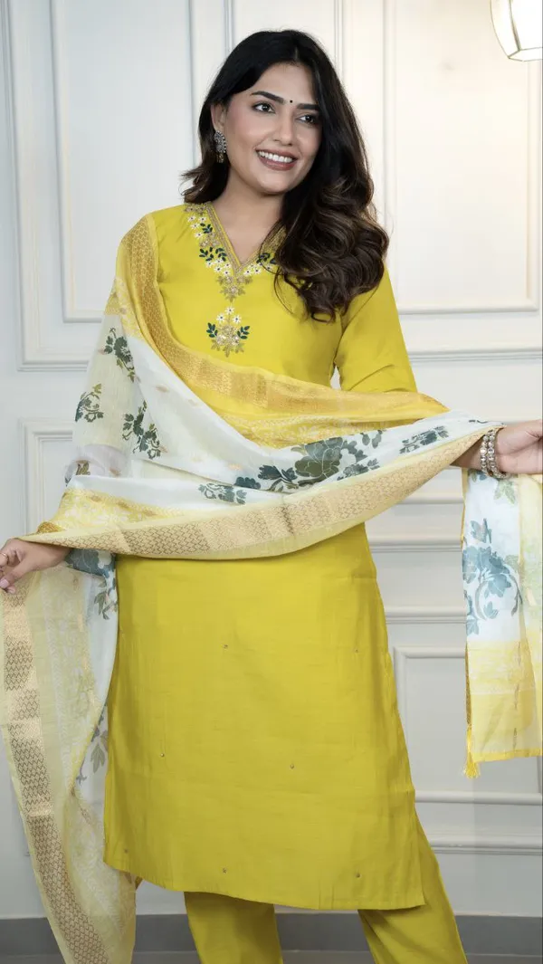 Yellow_Roman_Silk_Embroidered_Salwar_Suit_Set_With_Floral_Dupatta_For_Woman