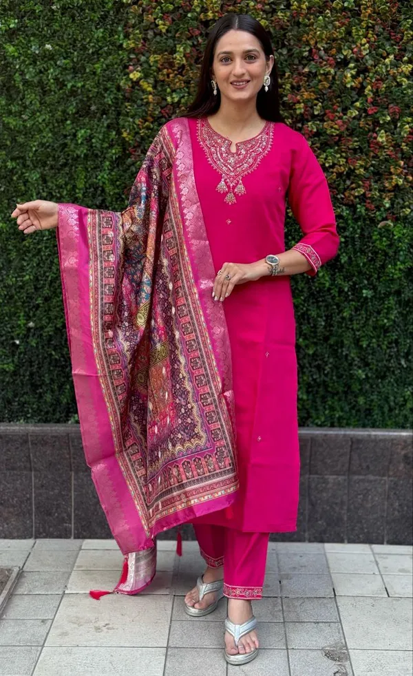 Vibrant_Pink_Roman_Silk_Embroidered_Salwar_Suit_Set_With_Dupatta_For_Woman
