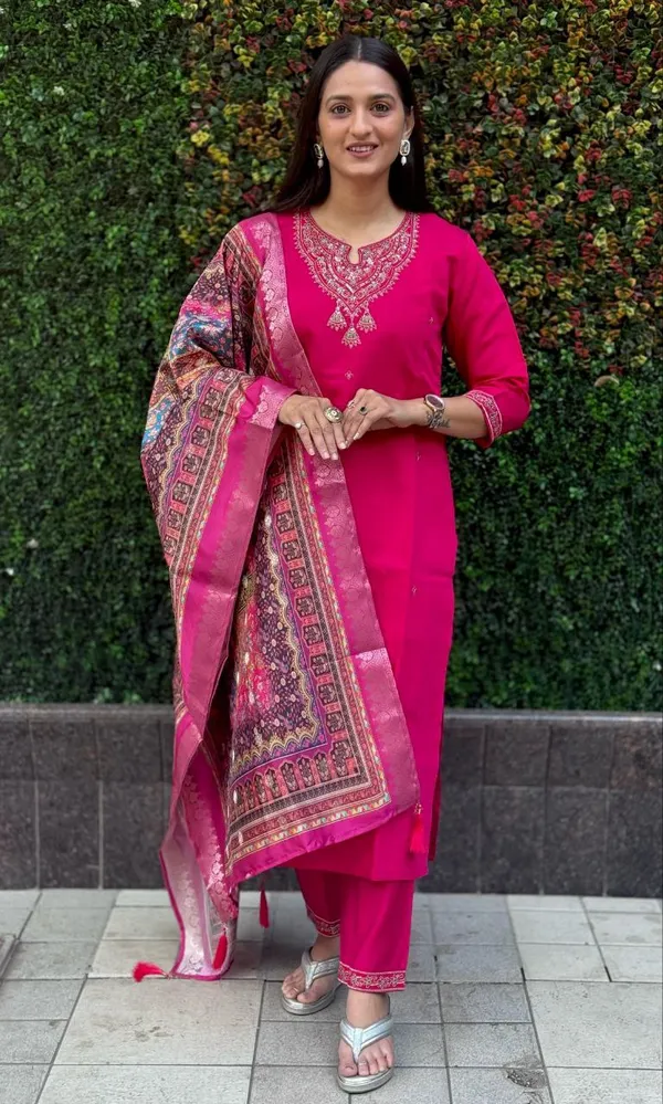 Vibrant_Pink_Roman_Silk_Embroidered_Salwar_Suit_Set_With_Dupatta_For_Woman