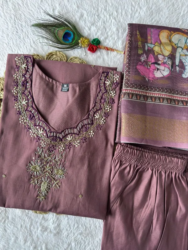 Mauve_Purple_Cotton_Embroidered_Kurta_Set_With_Printed_Dupatta_For_Woman