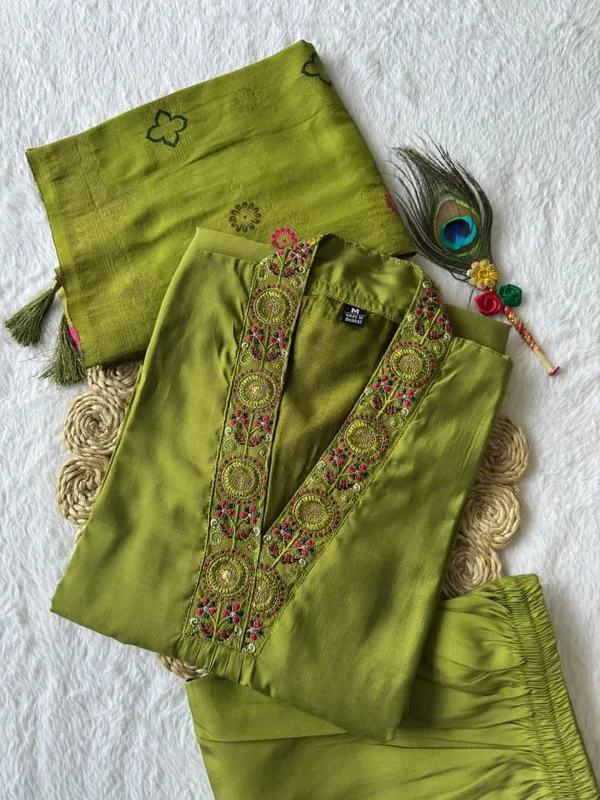 Olive_Green_Roman_Silk_Embroidered_Salwar_Suit_Set_With_Dupatta_For_Woman