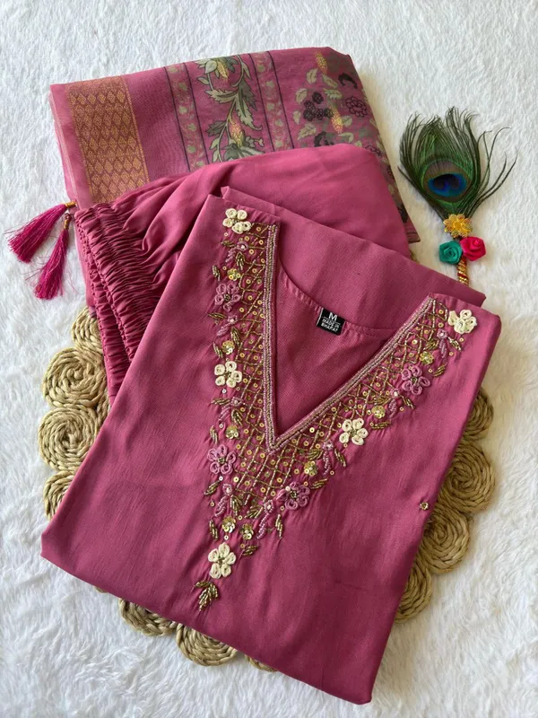 Pink_Cotton_Embroidered_Kurta_Set_With_Printed_Dupatta_For_Woman