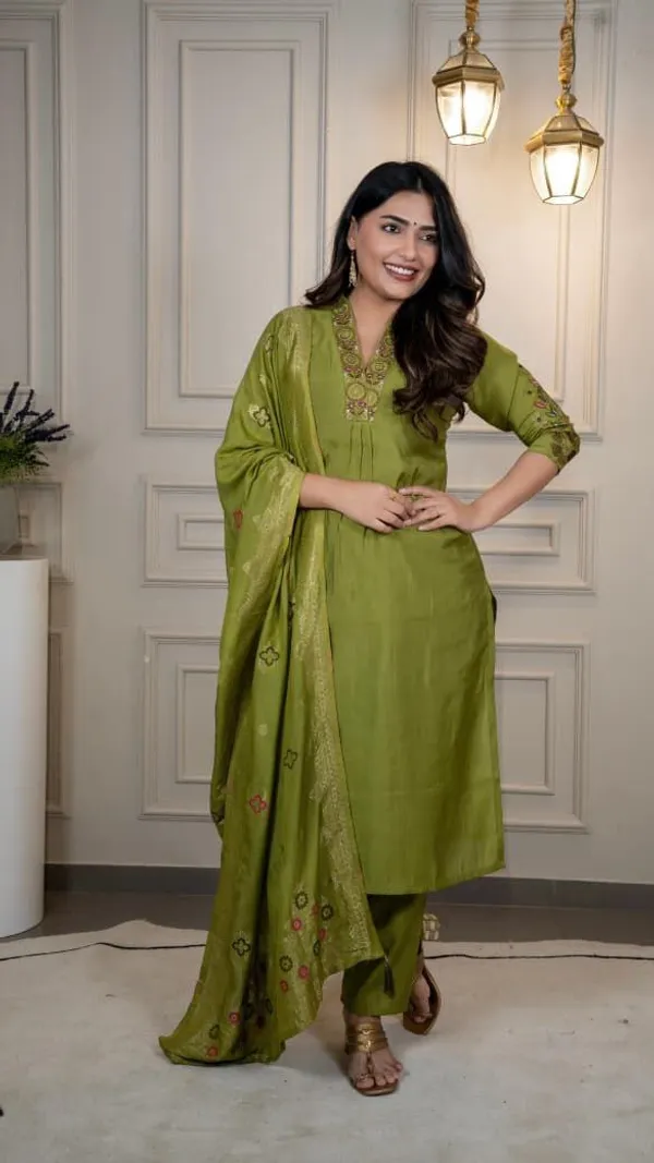 Olive_Green_Roman_Silk_Embroidered_Salwar_Suit_Set_With_Dupatta_For_Woman
