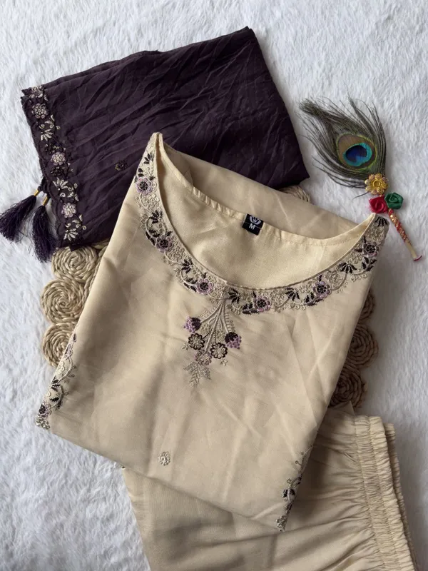 Beige_And_Black_Roman_Silk_Embroidered_Ethnic_Suit_Set_With_Dupatta_For_Woman