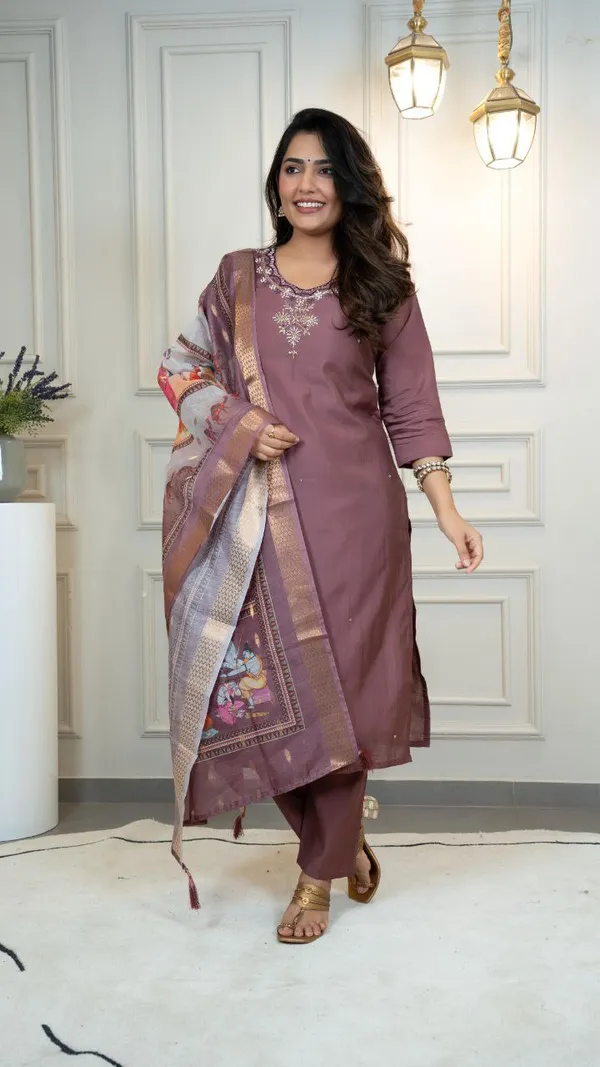 Mauve_Purple_Cotton_Embroidered_Kurta_Set_With_Printed_Dupatta_For_Woman