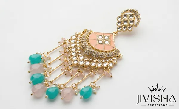 Elegant_Kundan_And_Pearl_Passa/Jhoomar_With_Turquoise_And_Peach_Accents