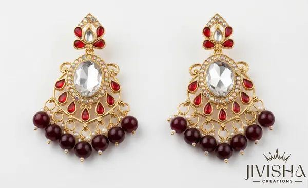 Elegant_Kundan_And_Red_Stone_Chandbali_Earrings_With_Pearl_Drops