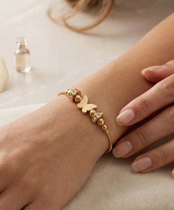 Anti-Tarnish_Golden_Butterfly_Charm_Chain_Bracelet