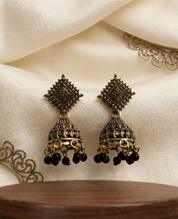 Antique_Dull_Gold_Brass_Meenakari_Oxidised_Jhumkis_Earrings