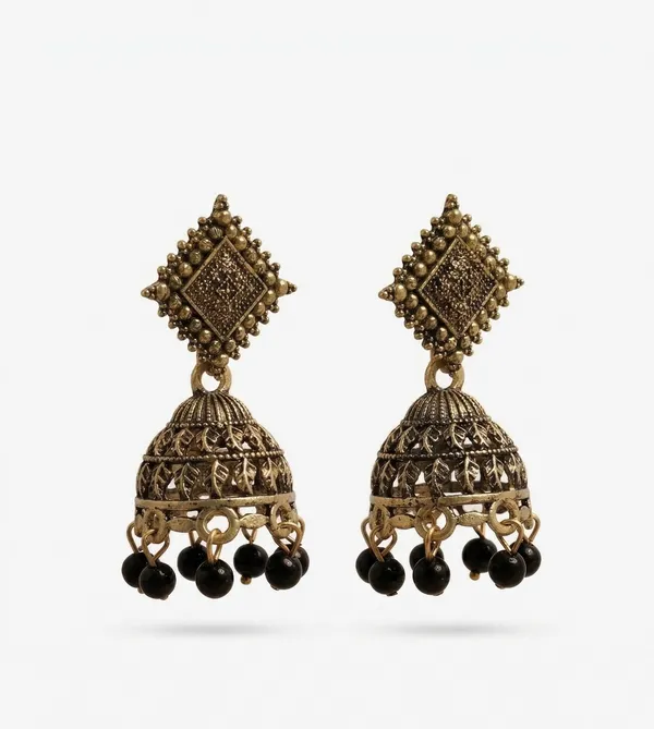 Antique_Dull_Gold_Brass_Meenakari_Oxidised_Jhumkis_Earrings