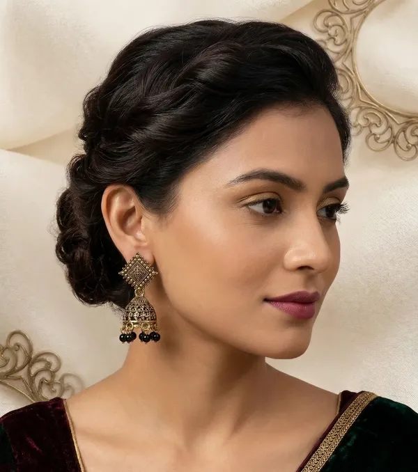 Antique_Dull_Gold_Brass_Meenakari_Oxidised_Jhumkis_Earrings