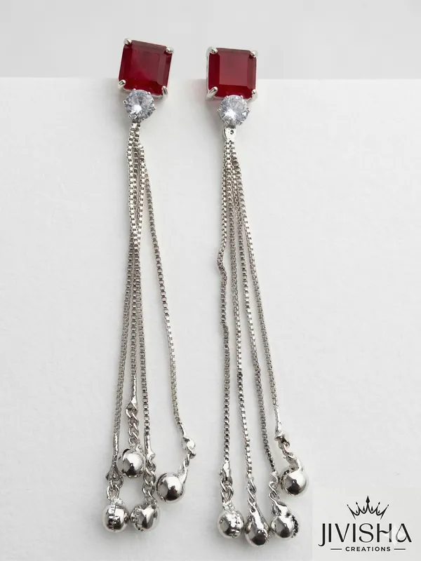 Elegant_Ruby_And_Crystal_Tassel_Earrings