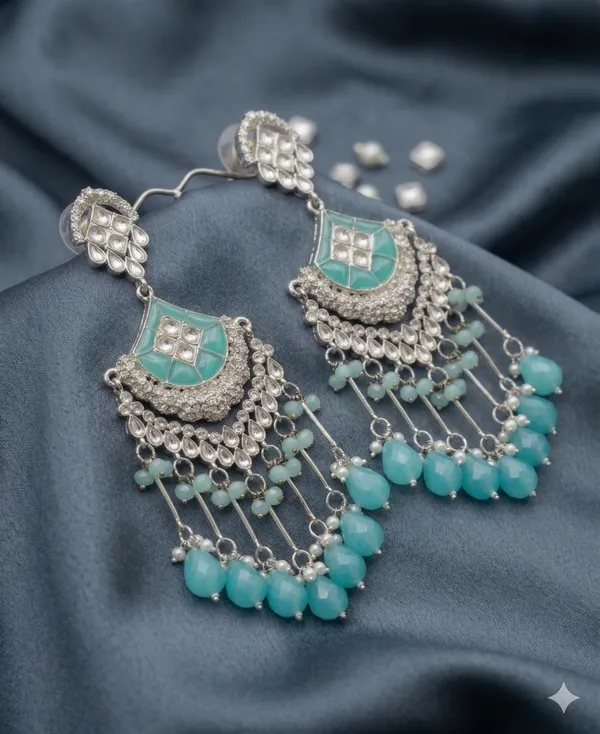 Elegant_Kundan_And_Pearl_Passa/Jhoomar_With_Firoza_Glaze_Silver-Plated