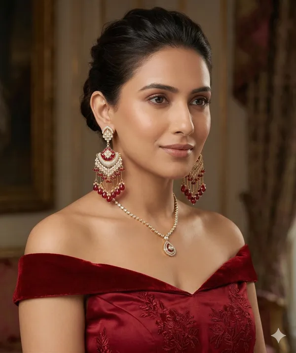 Elegant_Kundan_And_Pearl_Passa/Jhoomar_With_Ruby_Red_Accents