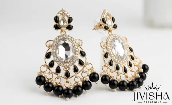 Black_And_Gold_Statement_Chandbali_Earrings_With_Pearl_Drops
