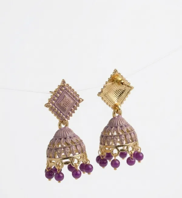 Lavender__Meenakari_Oxidised_Jhumkis_Earrings