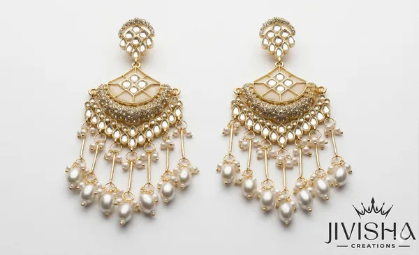 Golden_Pearl_Drop_Chandbali_Earrings_With_Kundan_Work
