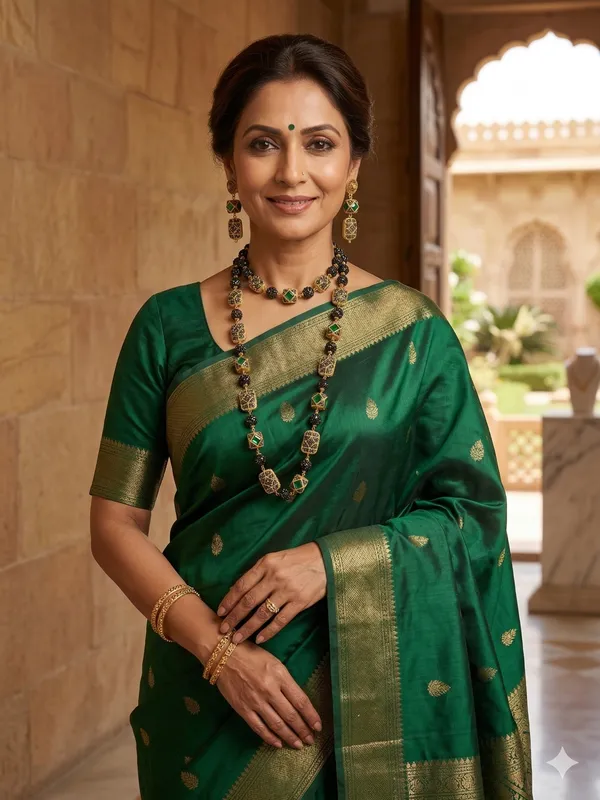 Regal_Emerald_&_Black_Beaded_Long_Necklace_Set_with_Matching_Earrings