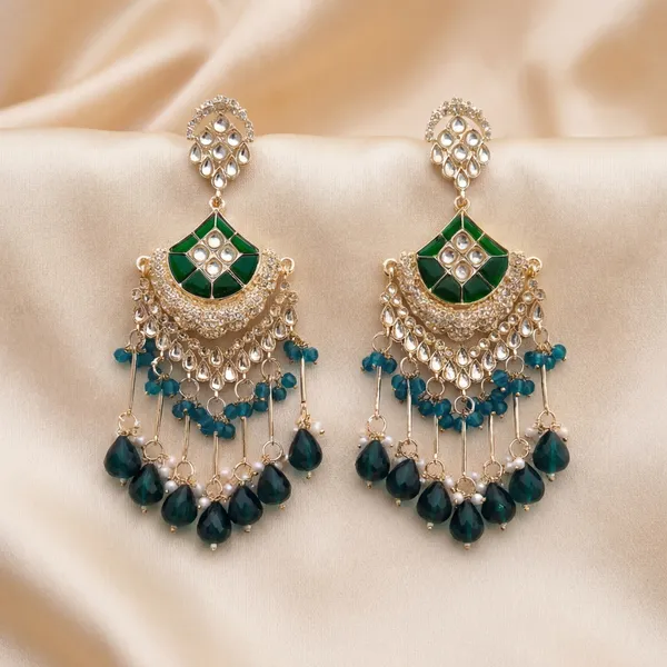 Elegant_Green_Kundan_Chandbali_Earrings_With_Beaded_Tassels