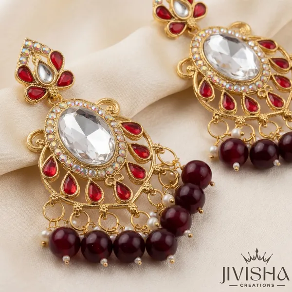 Elegant_Kundan_And_Red_Stone_Chandbali_Earrings_With_Pearl_Drops