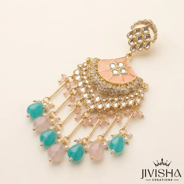 Elegant_Kundan_And_Pearl_Passa/Jhoomar_With_Turquoise_And_Peach_Accents