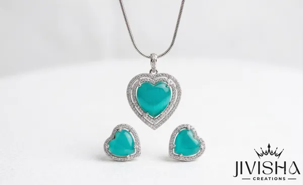 Turquoise_Heart_Pendant_Necklace_And_Earrings_Set