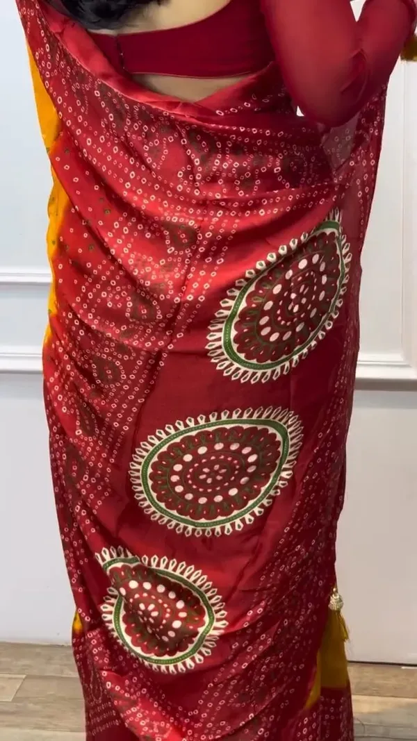 Mustard_Yellow_Bandhej_Pure_Silk_Saree_For_Women