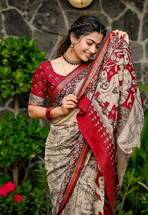 Red_And_Cream_Cotton_Silk_Saree_For_Women