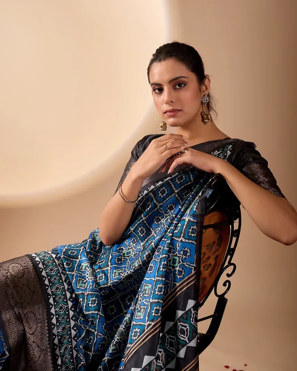 Royal_Blue_Lichi_Silk_Saree_For_Women