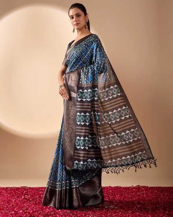 Royal_Blue_Lichi_Silk_Saree_For_Women