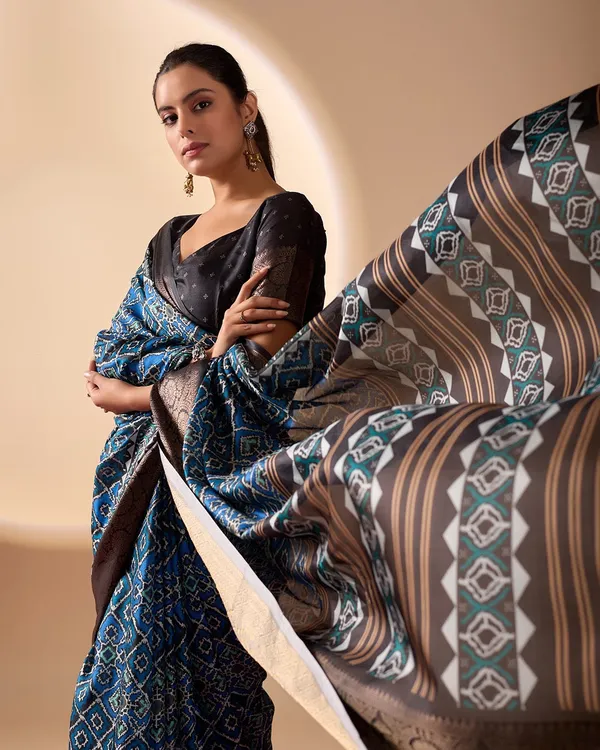 Royal_Blue_Lichi_Silk_Saree_For_Women