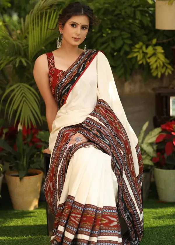 Off_White_Cotton_Linen_Saree_For_Women