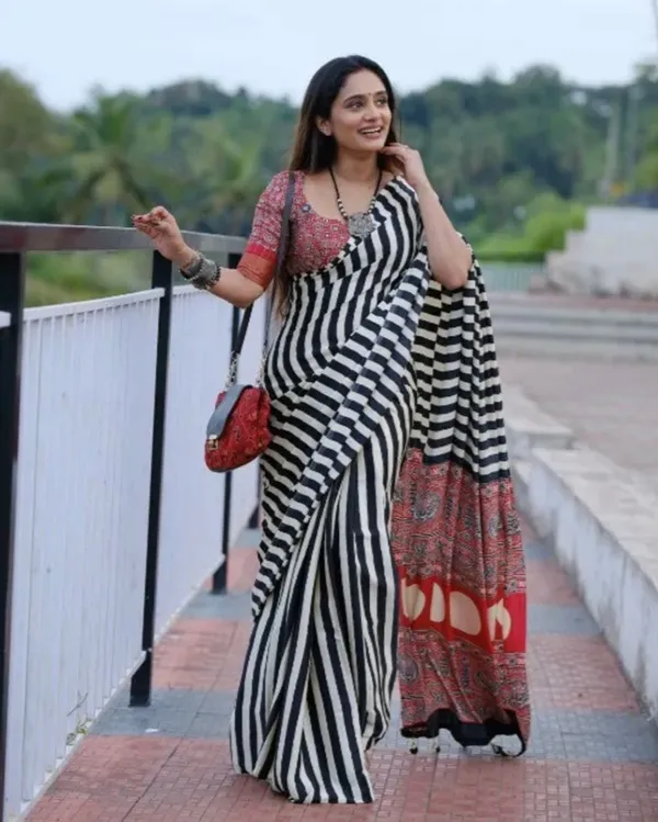 Black_And_White_Satin_Modal_Silk_Saree_For_Women