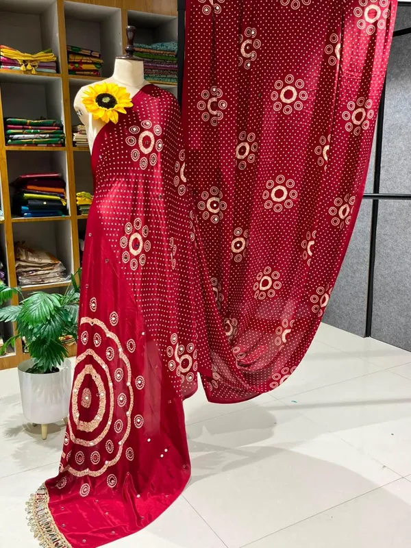 AJRAKH_pure_Gajji_bandhej_Supar_mirar_wark_saree_mirar_less_bodar_
