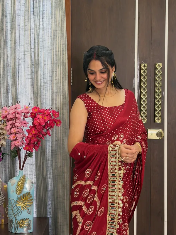 AJRAKH_pure_Gajji_bandhej_Supar_mirar_wark_saree_mirar_less_bodar_