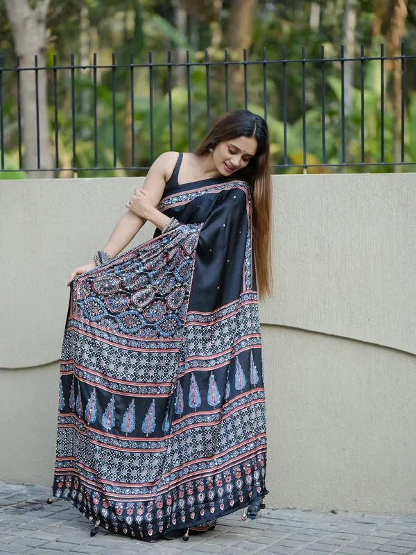 Black_Modal_Silk_Original_Mirror_Ajrakh_Natural_Print_Saree
