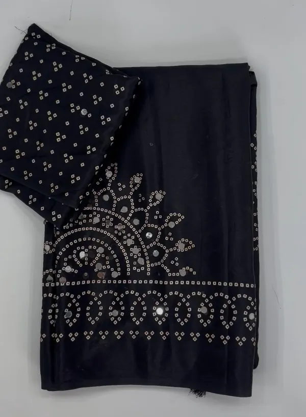 Black_saree_embellished_with_traditional_Bandhani_and_circular_motif_prints_with_real_mirror_Work