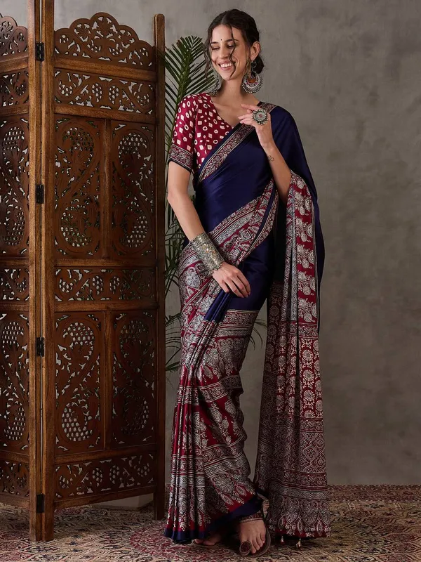 Blue_Modal_Silk_Saree_For_Women