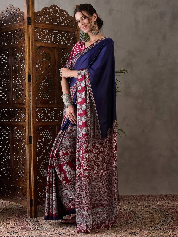 Blue_Modal_Silk_Saree_For_Women