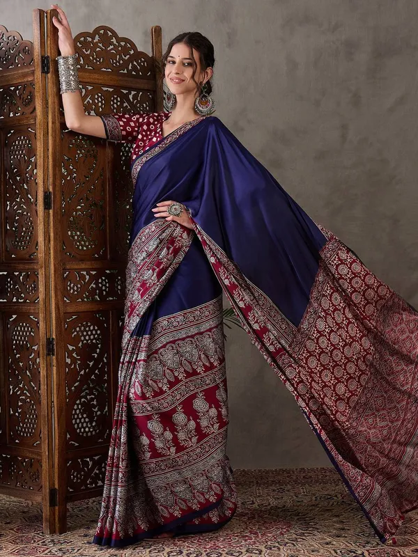 Blue_Modal_Silk_Saree_For_Women