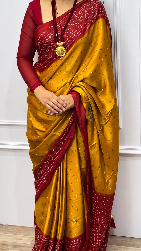 Mustard_Yellow_Bandhej_Pure_Silk_Saree_For_Women