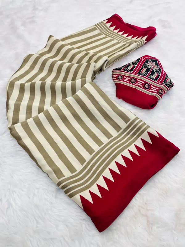 Cream_Striped_Ajrakh_temple_red_pallu_saree