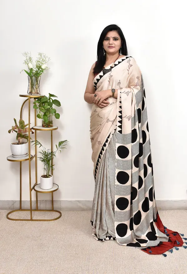 Cream__saree